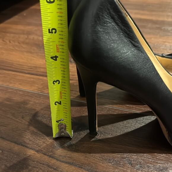 Ann Taylor Black Leather Heels with front Ruffle detail. - Picture 9 of 10